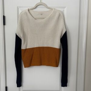 Colorblock Sweater - White, Yellow, and Navy